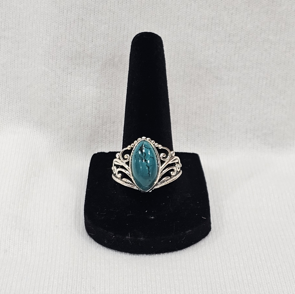 Turquiose Sterling Silver Ring Size 9 - Women Jewelry